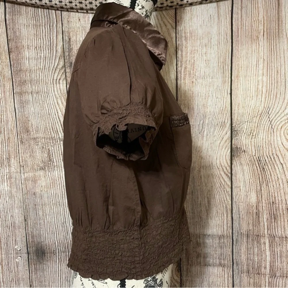 Cotton Works Brown Button up Short Sleeve Blouse‎